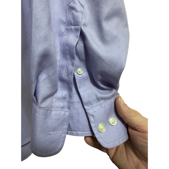 Pronto Uomo Tall Men Dress Shirt Lavender Solid Long Sleeve ButtonFront 20 36/37 - Picture 4 of 5